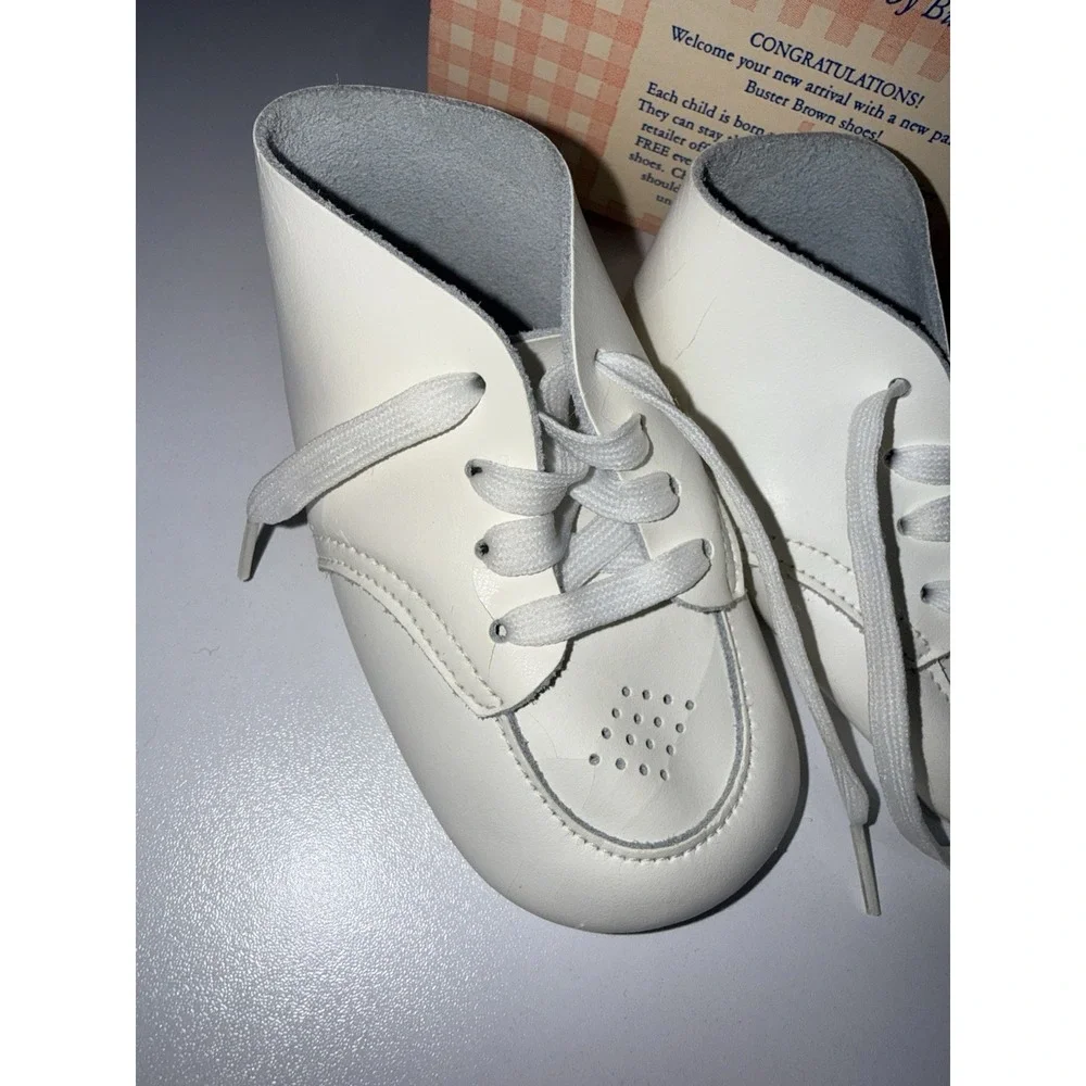 008 Vintage‎ Precious Feet  White Leather  Baby Shoes 3M E